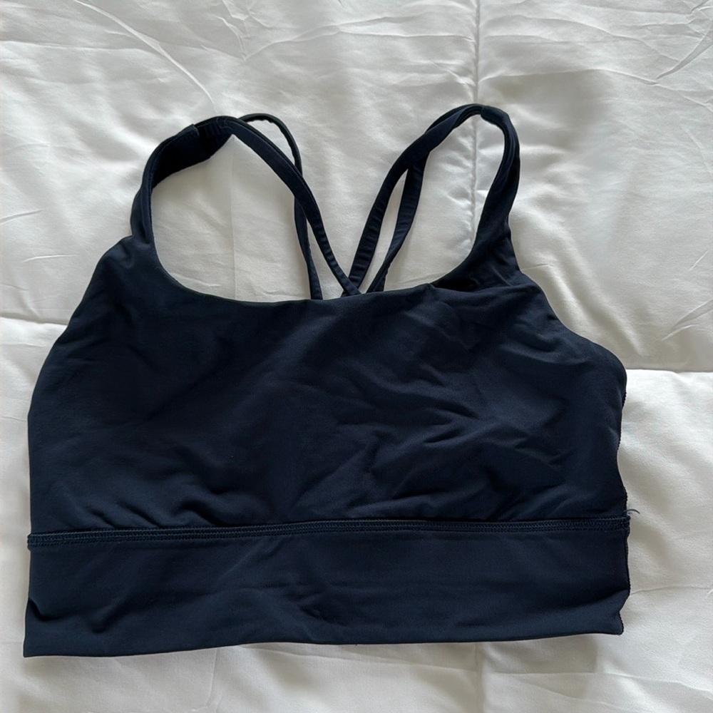 Lululemon Navy Longline Strappy Sports Bra Criss Cross